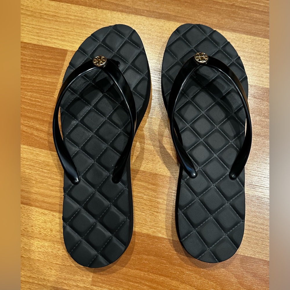 Tory Burch Black Quilted Sandals